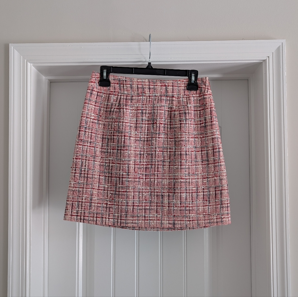 Kate Spade | NWT Pink & Red Tweed Mini Skirt - Size 2